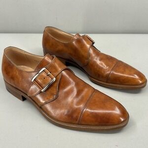 Gravati Shoes Mens Size 8.5 Leather Monk Strap Cap Toe Dress Handmade Italy NEW